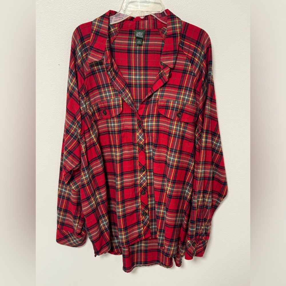 Wild Fable Red and Black Plaid Button Down Shirt